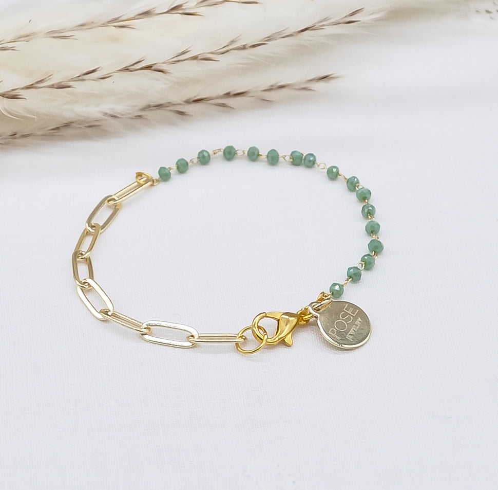 Green and Gold Paperclip Bracelet