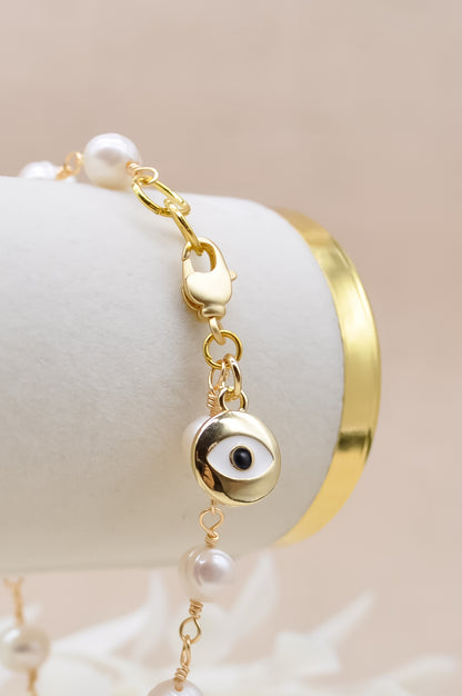 Evil Eye Pearl Bracelet