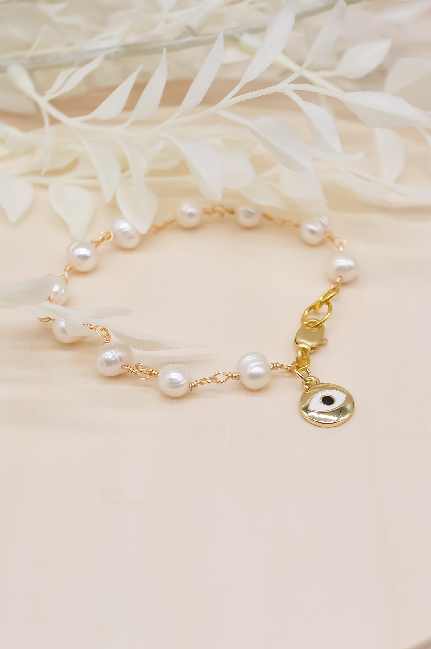 Evil Eye Pearl Bracelet