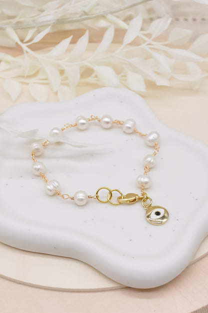 Evil Eye Pearl Bracelet