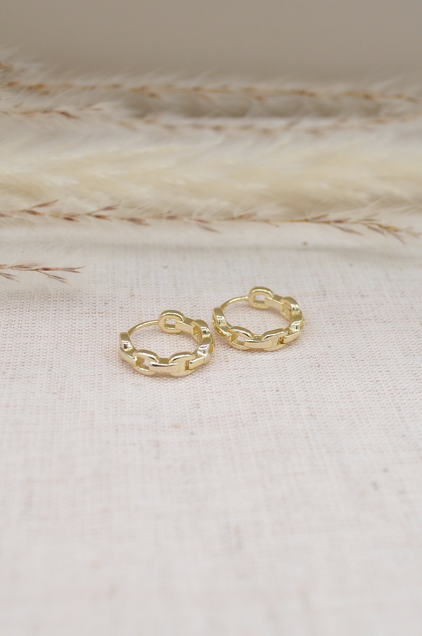 Chain Hoop Earrings - Gold Plated 925 Sterling Silver