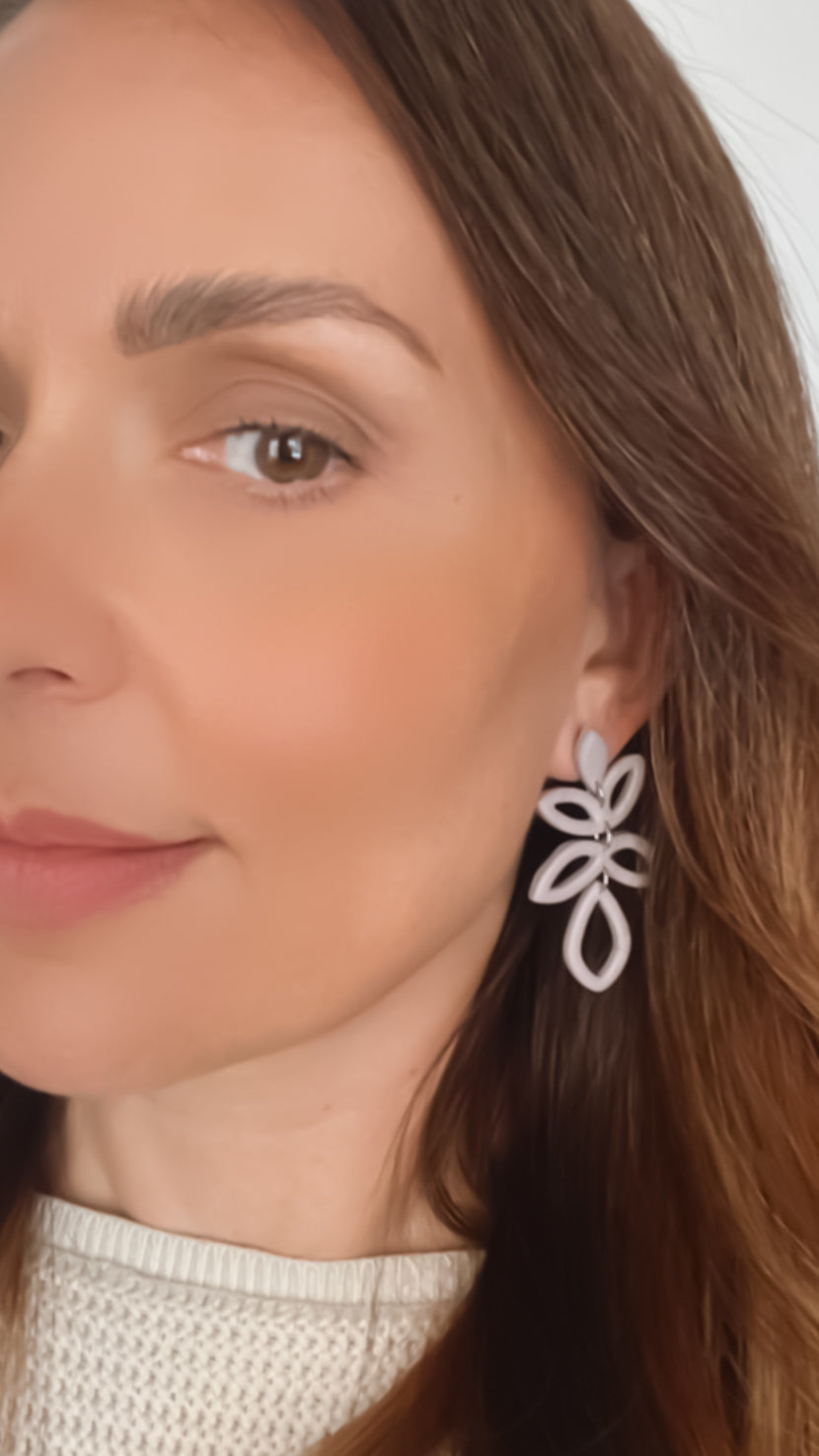 Gray Leaf Earrings