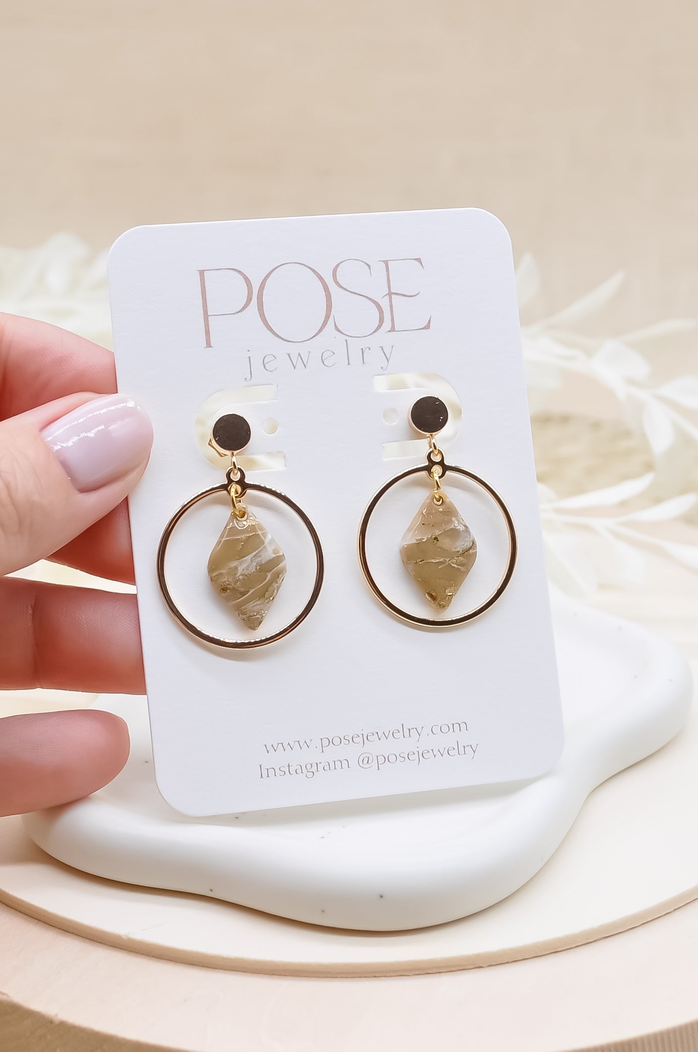 Round Stone Earrings