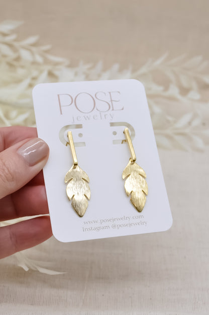 Gold Feather Earrings