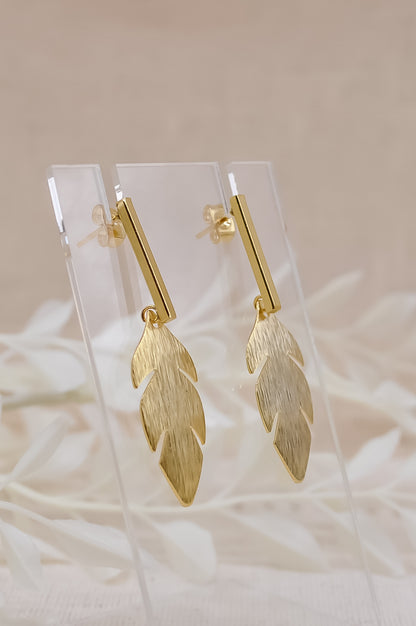 Gold Feather Earrings