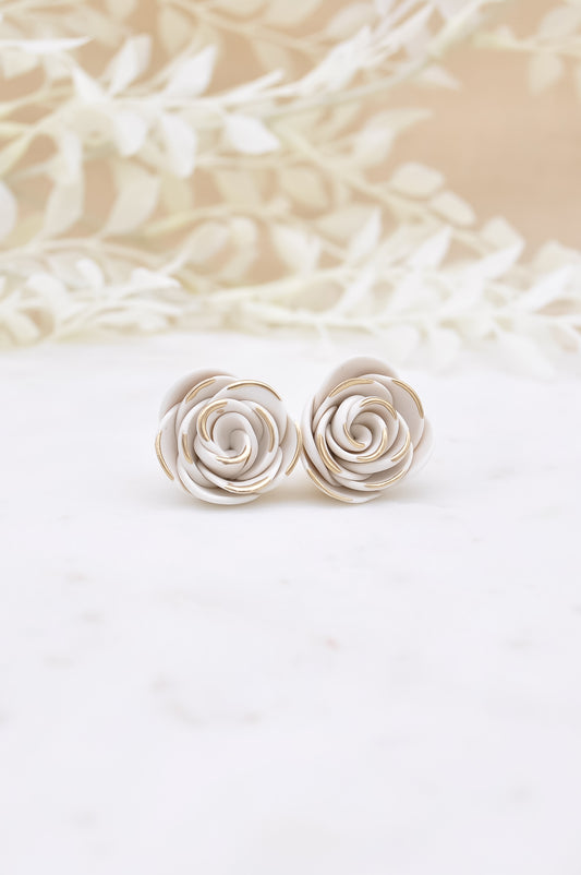 Golden Rose Clay Earrings