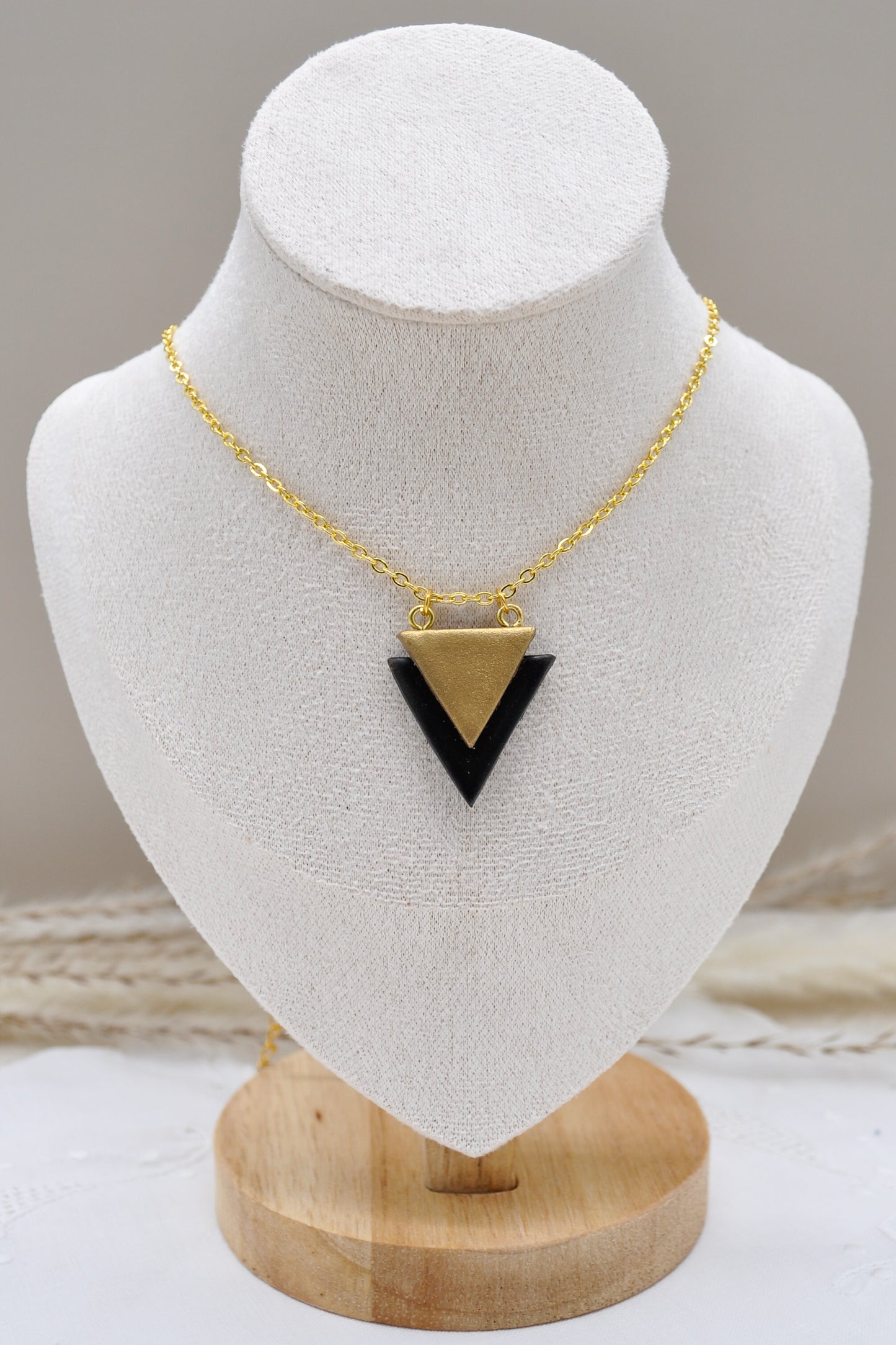 Black & Gold Triangle Necklace